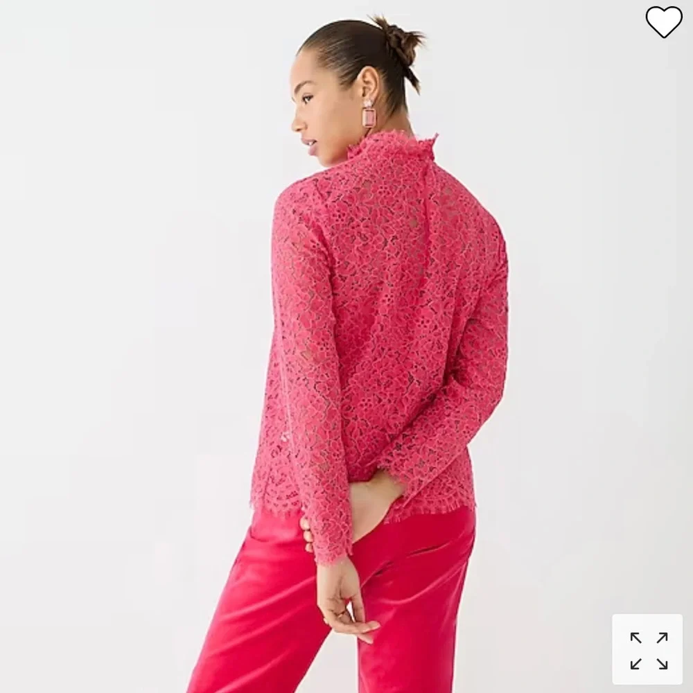 J Crew Mock Neck Lace Top in Dragonfruit NWT Size 6